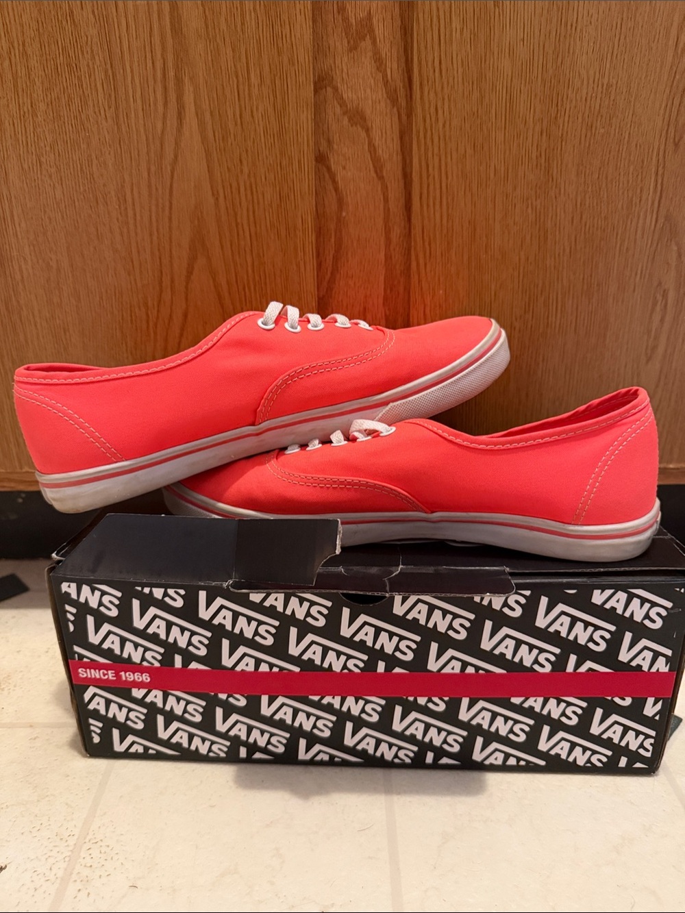 Vans Women's Coral-Pink Canvas Sneakers - White Soles